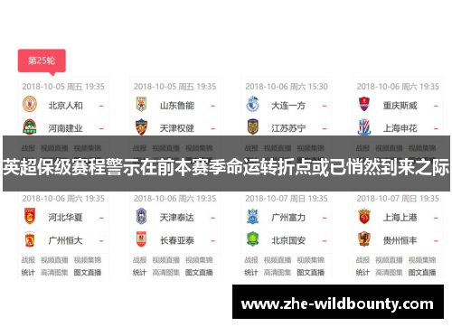 英超保级赛程警示在前本赛季命运转折点或已悄然到来之际